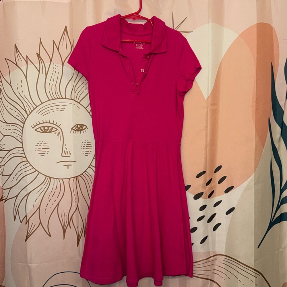 The Children's Place Vibrant Pink Polo School Uniform Skater Dress Size 7/8